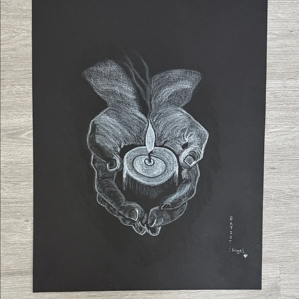 Black and White Candle Art Print - Picture 1 of 1